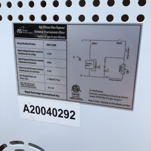 Royal Sovereign Cold and Hot Water Despenser/Cooler - Picture 6 of 10
